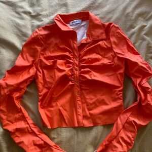 Maisie Wilen Orange Ruched Women's Top